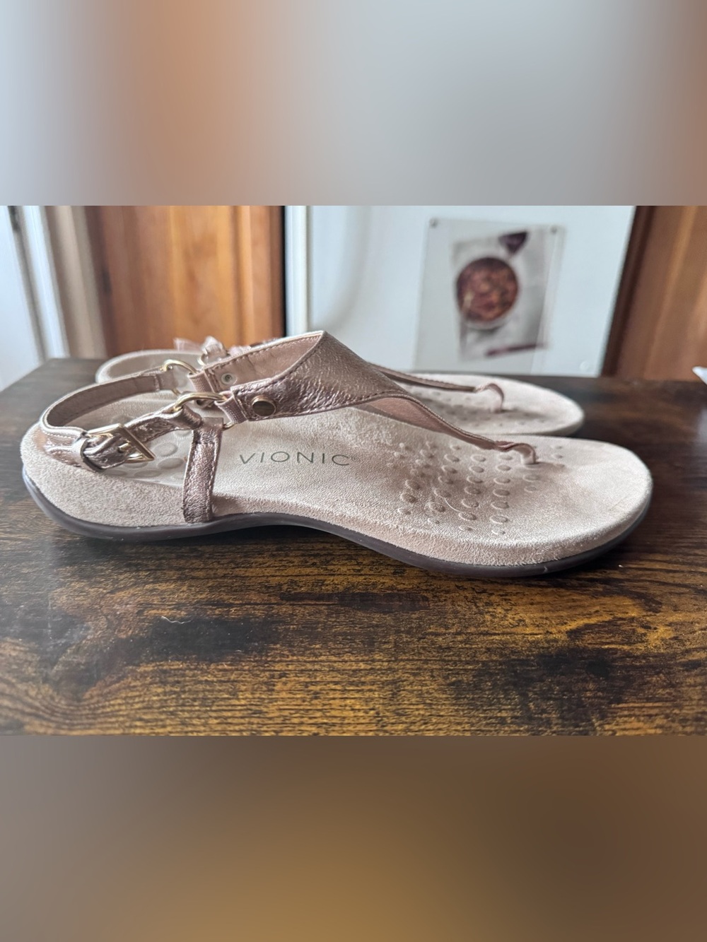 Vionic Kirra Metallic Rose Gold Orthotic Backstrap Sandals 8.5 Wide - Picture 9 of 10